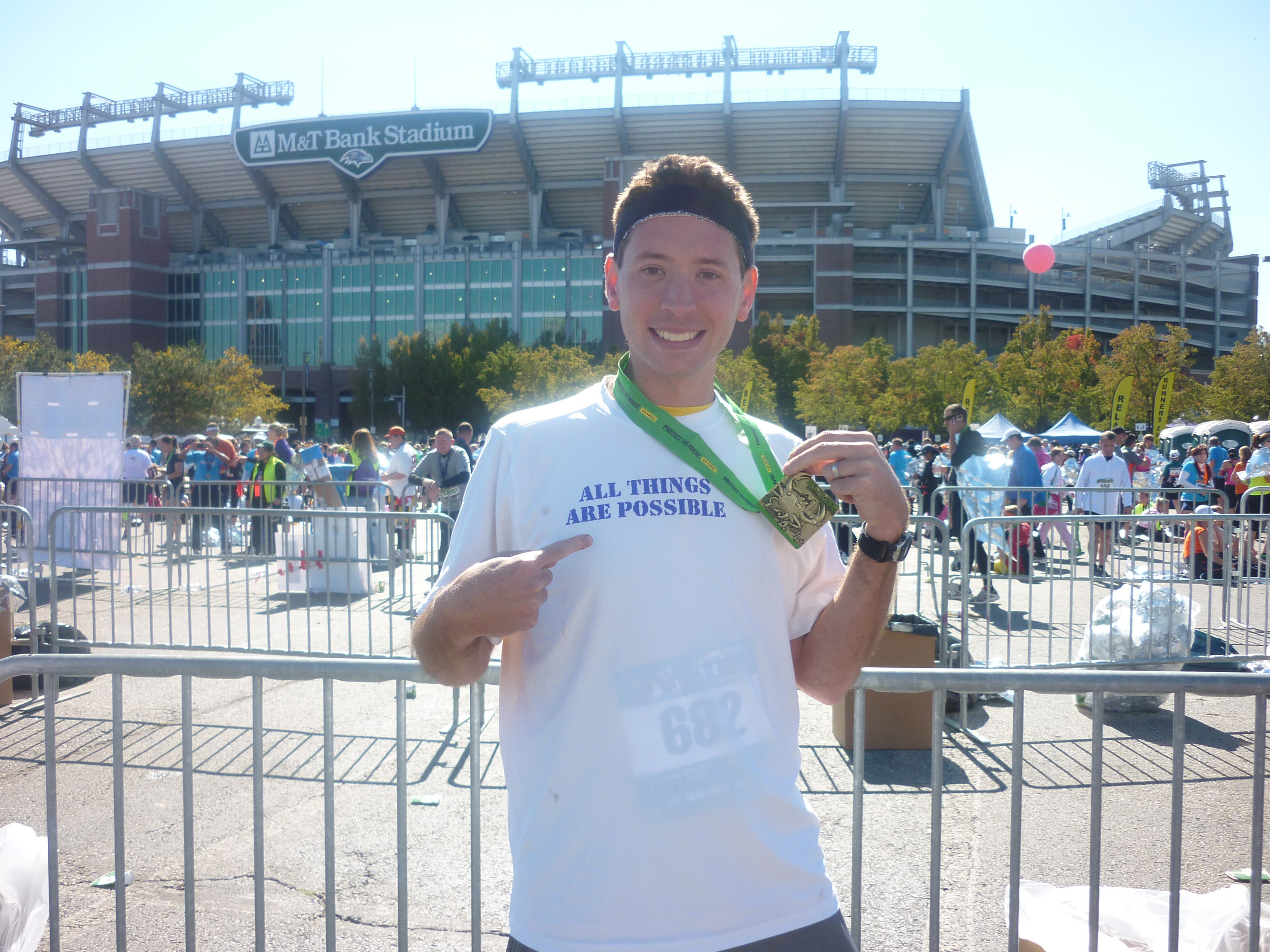 Dave Lang after finishing the Baltimore Marathon